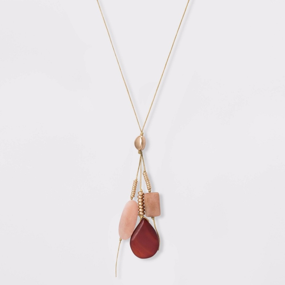Adjustable Cord and Semi-Precious Necklace